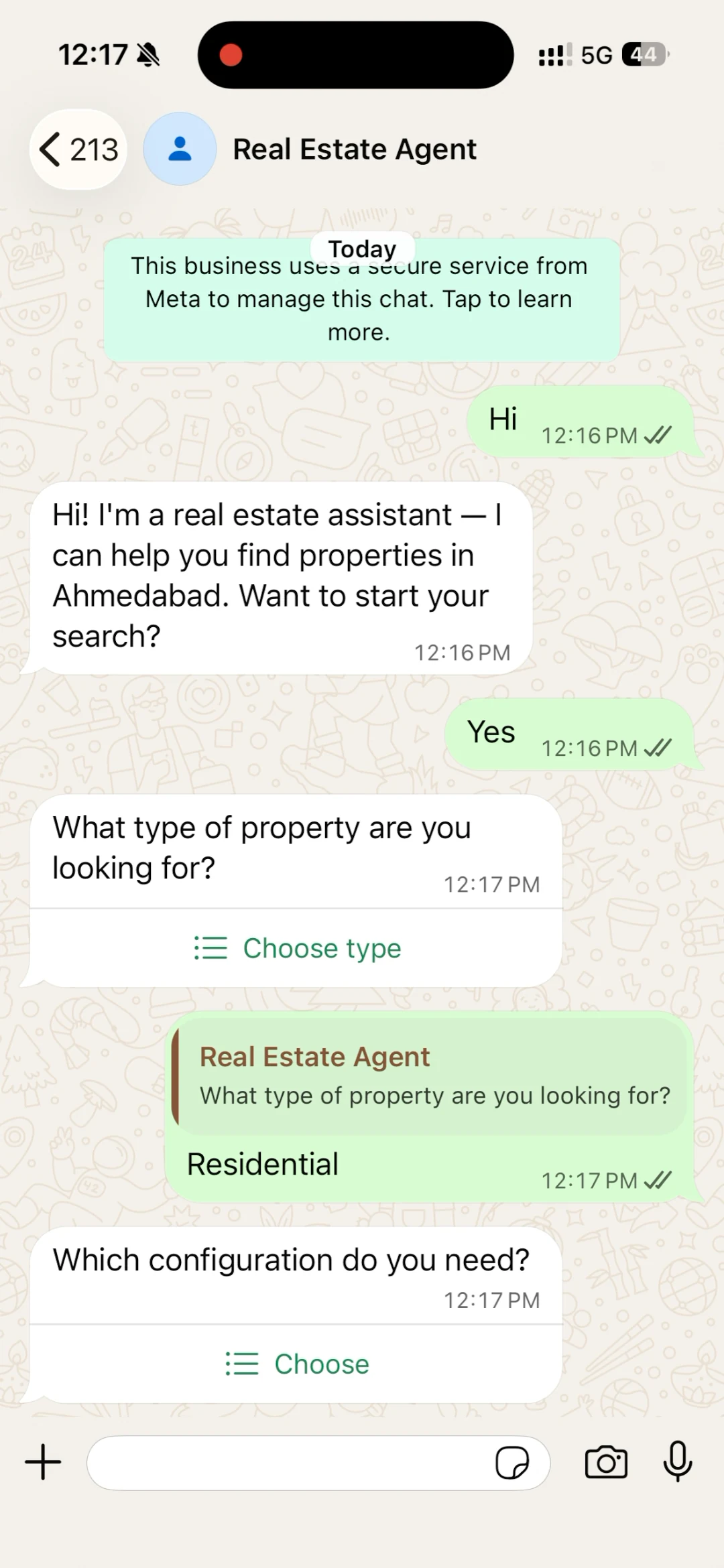Preview of the WhatsApp Real Estate Assistant demo